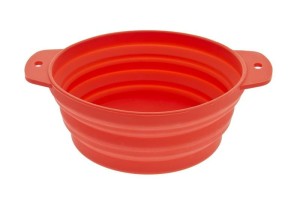 Silicon Travel Dog Bowl Red