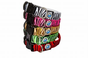 Flashing LED Dog Collar Zebra pink