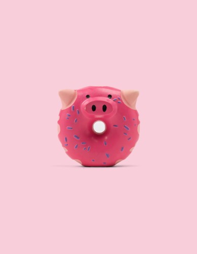 Stymulująca zabawka z piszczałką dla pieska Świnka - donut
