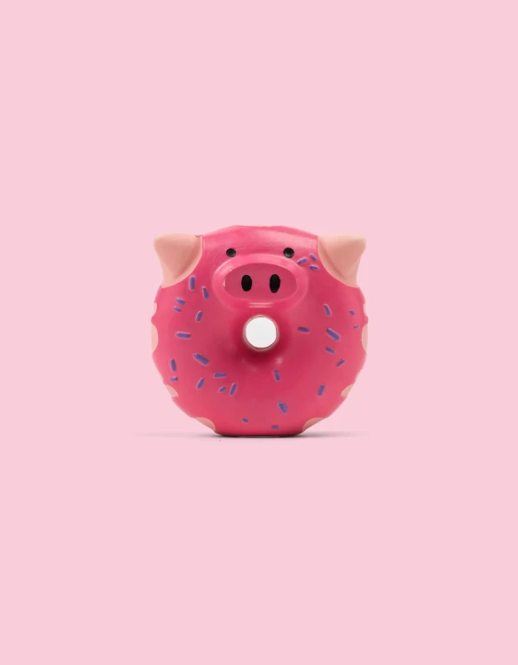 Stymulująca zabawka z piszczałką dla pieska Świnka - donut