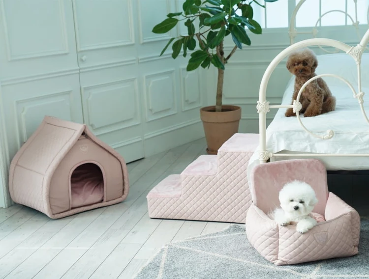 Luksusowe legowisko-budka dla psa Puppy Angel Kisses pink