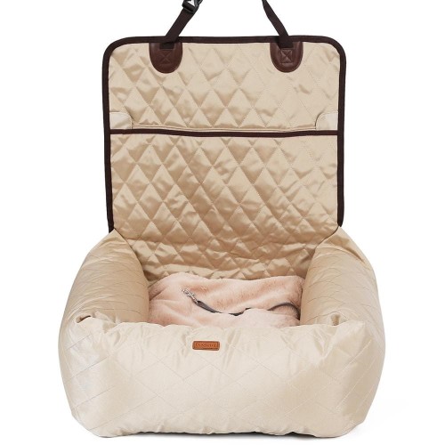 2 w 1: fotelik samochodowy i legowisko dla psa beige