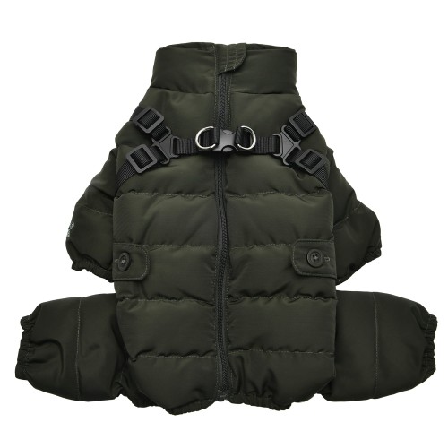 2 w 1: Ultralekki kombinezon+szelki dla psa Puppia Onesie khaki