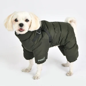 2 w 1: Ultralekki kombinezon+szelki dla psa Puppia Onesie khaki