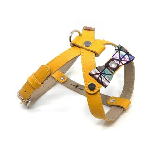 Eleganckie szelki dla psa Smart Animal żółte - kokardka.jpg