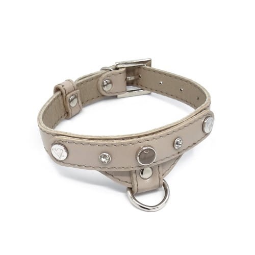 Luksusowa skórzana obroża dla psa Prestige Smart Animal + Dogs beżowa  - krzemień.jpg