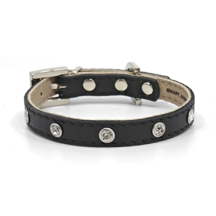 Luksusowa skórzana obroża dla psa Glamour Smart Animal black.jpg