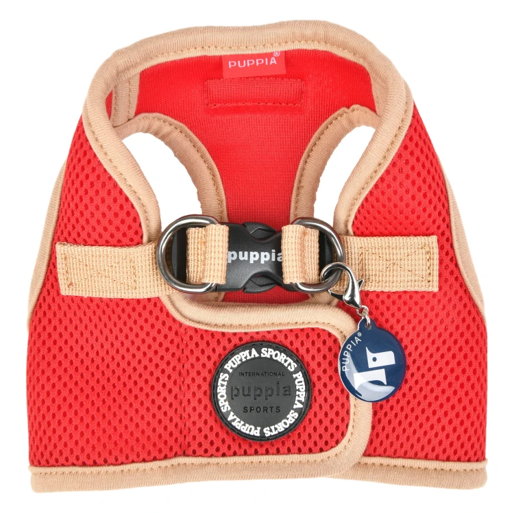 Bezuciskowe szelki kamizelka dla psa i kota puppia soft red beige