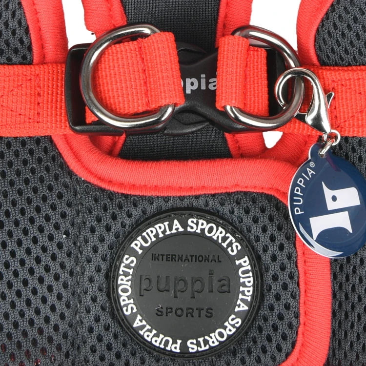 Bezuciskowe szelki kamizelka dla psa i kota puppia soft grey red