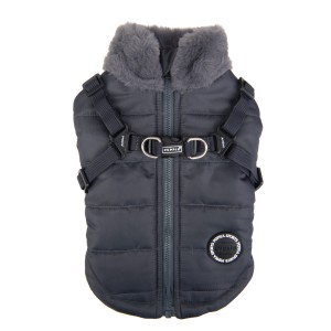 2in1: Warm Dog Jacket + harness Puppia Donavan grey