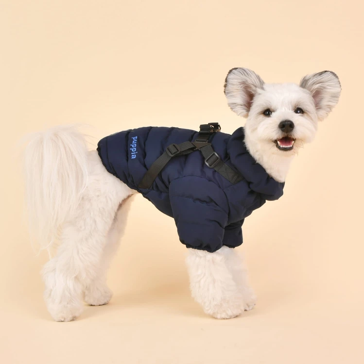 2w1: Ultralekka kurtka + szelki dla psa Puppia Soft Jumper navy