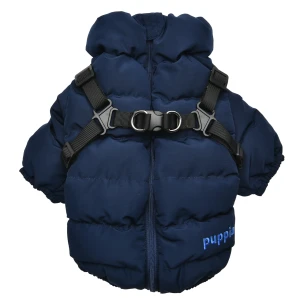 2w1: Ultralekka kurtka + szelki dla psa Puppia Soft Jumper navy