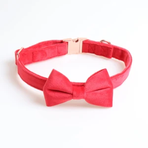 Elegancka aksamitna obroża+mucha dla psa lub kota Velvet red