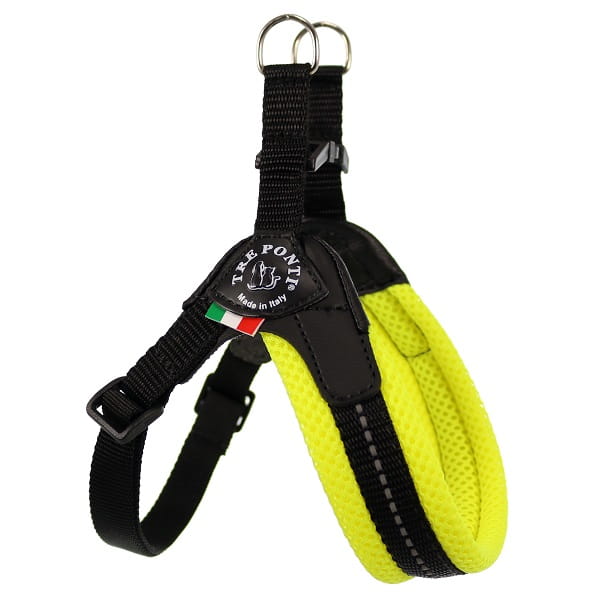 lekkie regulowane szelki dla psa i kota tre ponti mesh neon żółty yellow