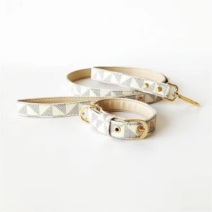 Modna smycz dla psa Chewy Dog Check white