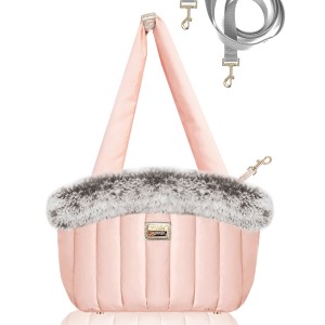 Luxurious NANOUK Dog Carrier Bag Milk&Pepper pink