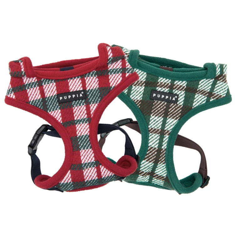 świąteczne bezuciskowe szelki dla psa Puppia Festive Harness A Green
