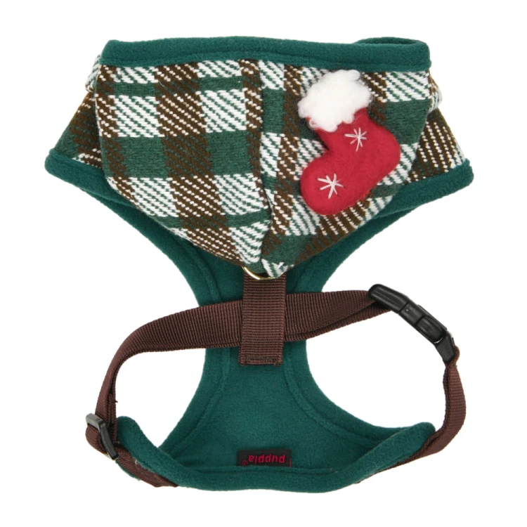 świąteczne bezuciskowe szelki dla psa Puppia Festive Harness A Green