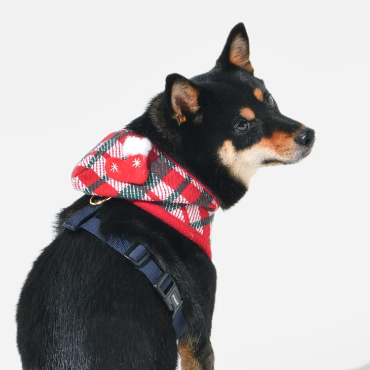 świąteczne bezuciskowe szelki dla psa Puppia Festive Harness A Red