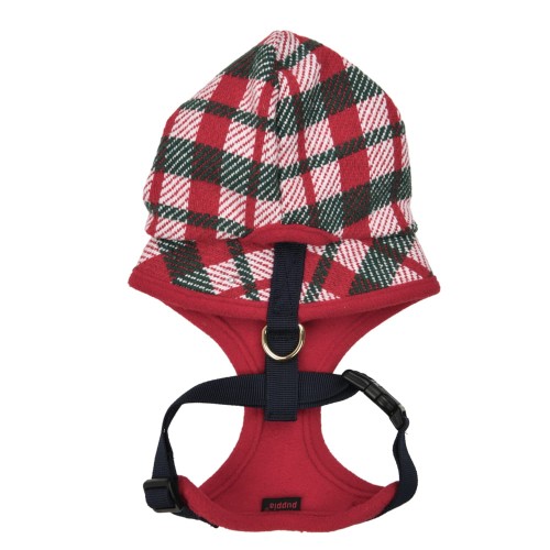 świąteczne bezuciskowe szelki dla psa Puppia Festive Harness A Red