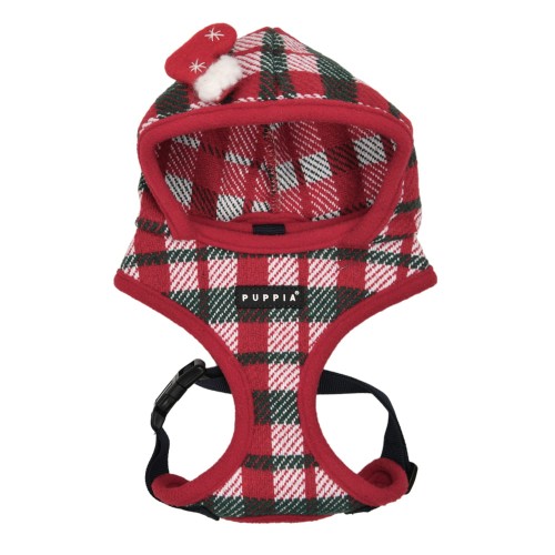 świąteczne bezuciskowe szelki dla psa Puppia Festive Harness A Red