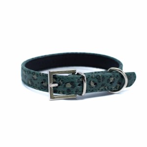 Skórzana obroża dla psa Smart Animal Panterka zielona