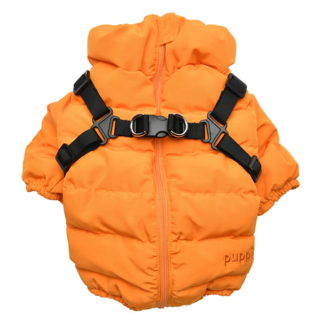 Ultralekka ciepła zimowa kurtka + szelki dla psa Puppia Soft Jumper orange