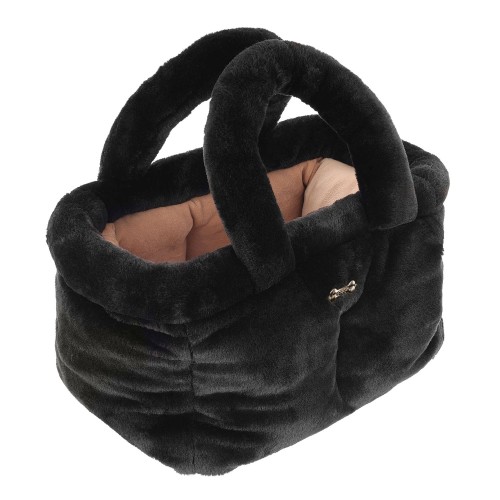 wygodne praktyczne legowisko torba dla psa petstories furry czarne