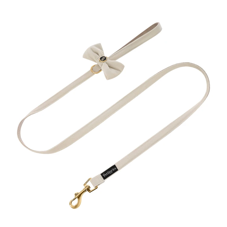 lekka elegancka smycz dla psa i kota petstories velvet bow creme