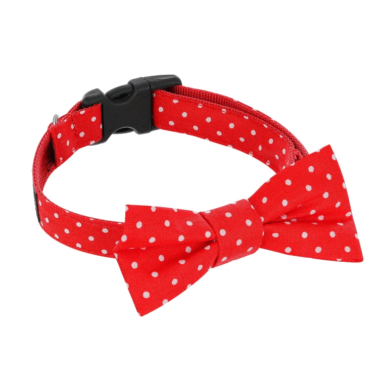 lekka elegancka obroża mucha dla psa petstories polka dots czerwona