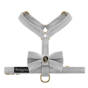 Luksusowe szelki guard dla psa i kota Petstories Velvet Bow Grey