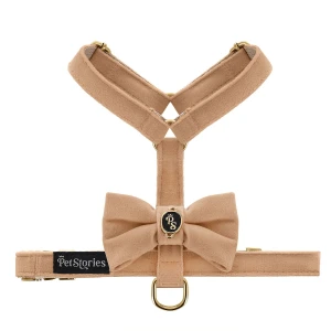 Luksusowe szelki guard dla psa i kota Petstories Velvet Bow Beige
