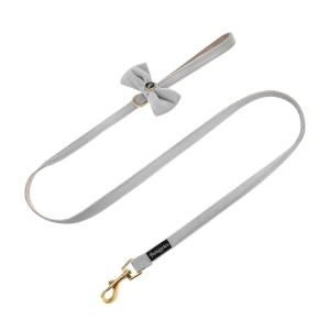 Elegancka smycz dla psa i kota Petstories Velvet Bow Grey