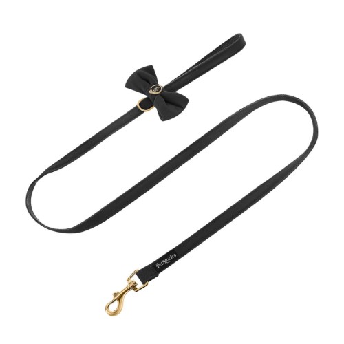 lekka elegancka smycz dla psa i kota petstories velvet bow czarna black