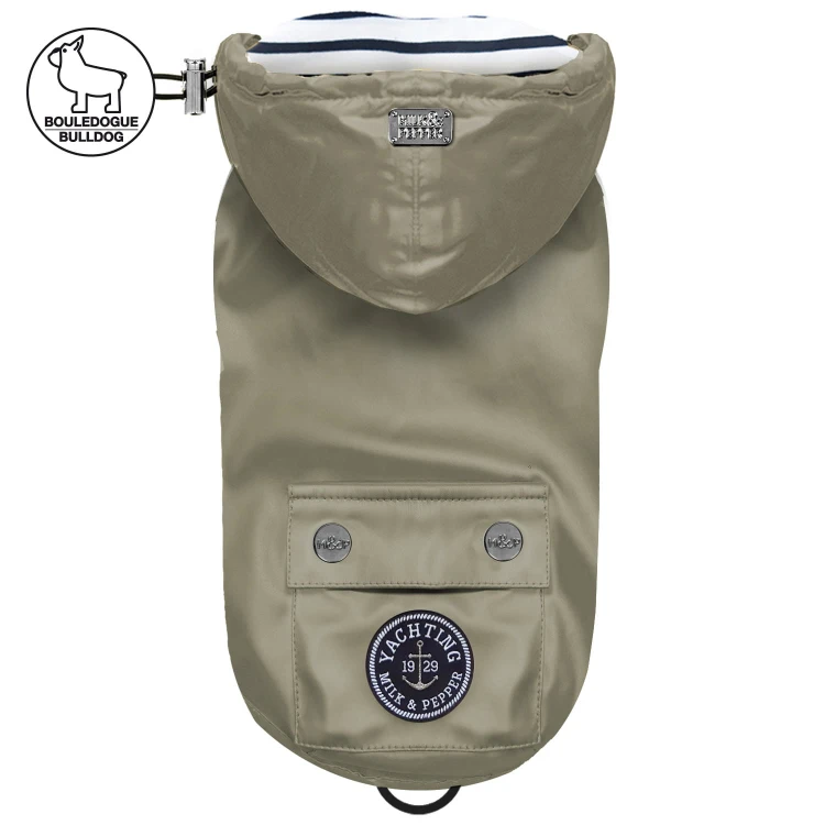 kurtka przeciwdeszczowa dla psa buldog mops milk and pepper tribord khaki