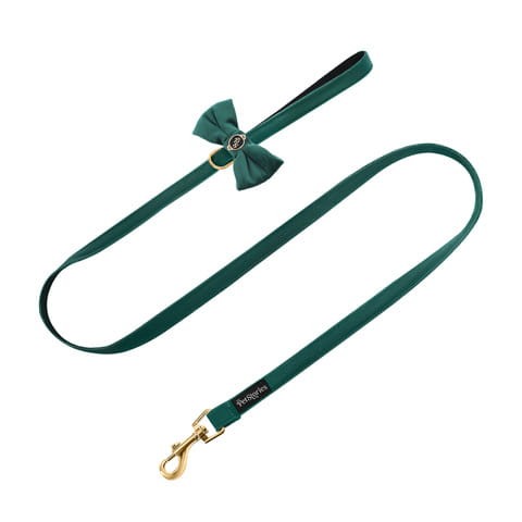 lekka elegancka smycz dla psa i kota petstories velvet bow green