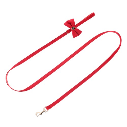 elegancka smycz dla psa petstories velvet red czerwona kokarda