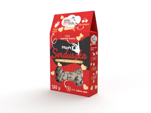 Ciastka dla psa Mini Serduszka Królik i Morela 100g