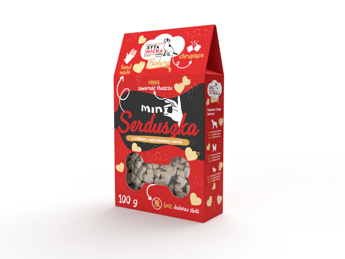 Ciastka dla psa Mini Serduszka Królik i Morela 100g