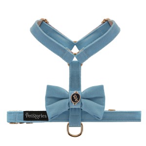 Luksusowe szelki guard dla psa i kota Petstories Velvet Bow Morska Bryza
