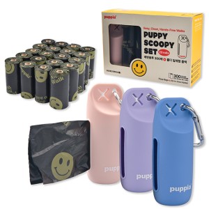 ZESTAW Zasobnik + 20 rolek woreczków dla psa PUPPIA Puppy scoopy set Pink