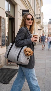 Luksusowa torba dla psa i kota Petstories New York szara