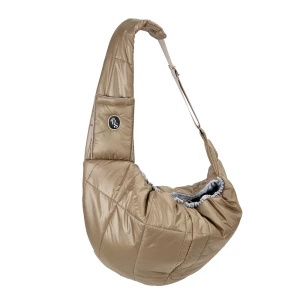 Ultramiękka torba listonoszka dla psa kota Petstories New York Golden Beige