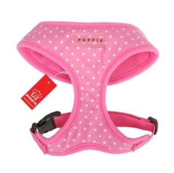 Bezuciskowe szelki dla psa puppia dotty kropki pink różowe