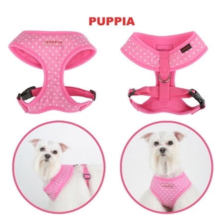 Bezuciskowe szelki dla psa puppia dotty kropki pink różowe