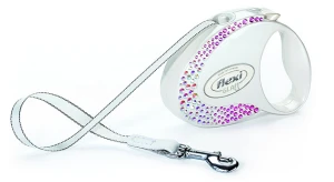 Exclusive Dog Lead Flexi Swarovski Glam Splash Pearl-White