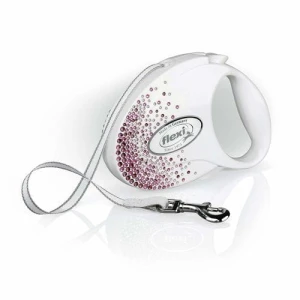 Exclusive Dog Lead Flexi Swarovski Glam Splash Pink
