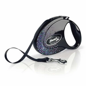 Exclusive Dog Lead Flexi Swarovski Glam Splash Black