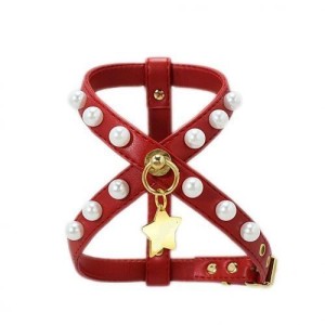 Charming Dog Harness  Lovely Pearls Red