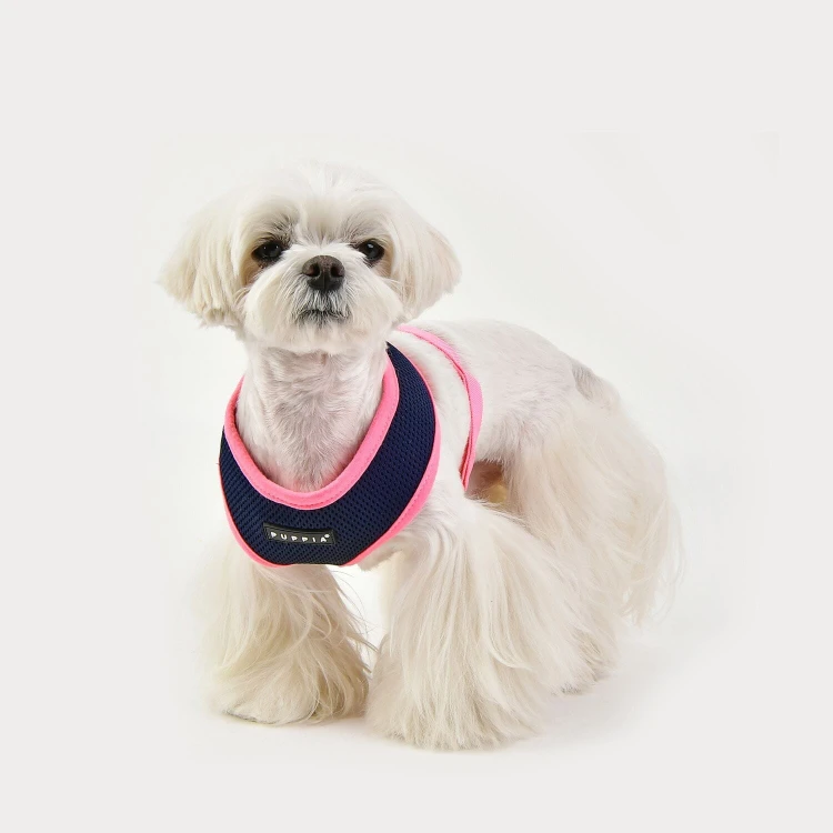 Bezuciskowe szelki dla psa i kota puppia soft navy pink